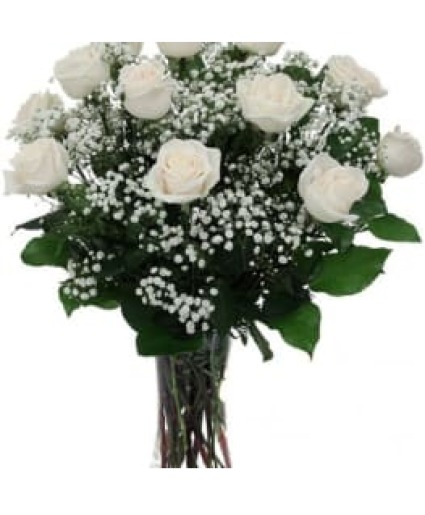 Elegant And Classy White Roses Vased 