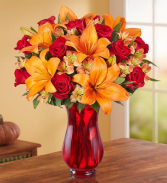 Elegant Autumn Rose and Lily Bouquet 
