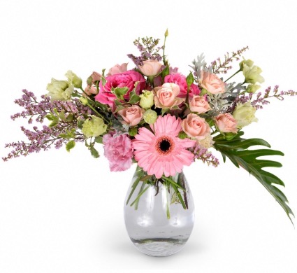 Elegant Beauty Blooms  Clear vase (shape of vase can vary)