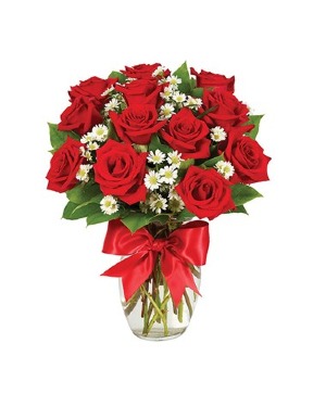 Elegant Dozen Red roses vase