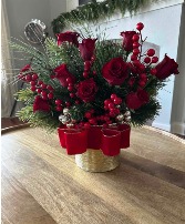 Elegant Holiday Flowers Floral Arrangement in Ceramic Vase