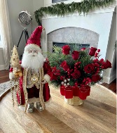 ELEGANT HOLIDAY PRESENT Floral Arrangement  & SANTA