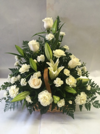 Elegant in White Floral Tribute in Red Lake, ON | FOREVER GREEN GIFT BOUTIQUE