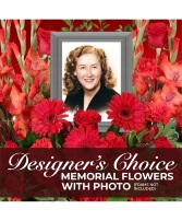 Elegant Memorial Florals Designer's Choice with Photo  (frame not included) 