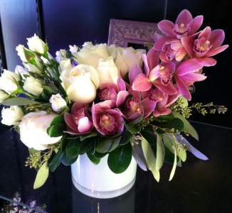 Elegant Orchids & Roses Vase