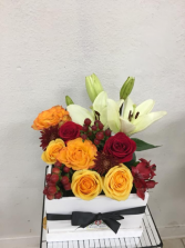 Elegant Red Wine & Yellow Rose Box Box