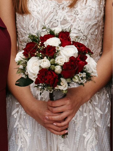 Elegant Round Rose Wedding Bouquet  in Warsaw, IN | ANDERSON FLORIST & GREENHOUSE