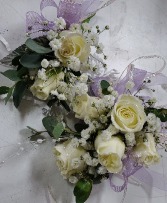 Elegant White and Lavender Boutonniere and Corsage Prom / Wedding / Celebration