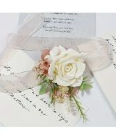 Elegant White Rose with Blush Corsage Bracelet 