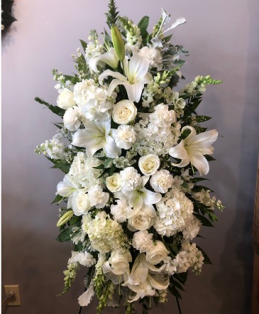 Owen's Elegant White Standing Spray Standing Spray in Marietta, GA | OWENS FLOWER SHOP Owen's Elegant White Standing Spray Standing Spray in Marietta, GA | OWENS FLOWER SHOP