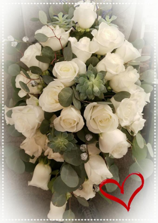 Elegant White With Greens Brides Bouquet 
