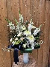 Elegant Whites and Creams with bow Sympathy Vase Arrangement 