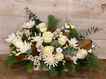 Elegant Whites & Creams floral arrangement in ceramic pot 