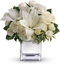Elegantly White Silver Mirror Cube in Oakdale, NY | POSH FLORAL DESIGNS INC. Elegantly White Silver Mirror Cube in Oakdale, NY | POSH FLORAL DESIGNS INC.