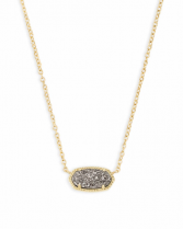 Elisa Gold Pendant Necklace In Platinum Drusy 