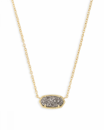 Elisa Gold Pendant Necklace In Platinum Drusy 