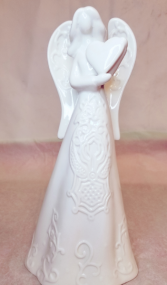 Embossed White Angel with Heart Gift