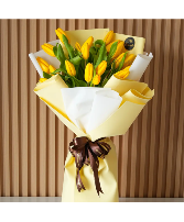 Embrace Yellow Tulips  wrapping Bouquet