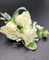 EMERALD AND WHITE ROSE Boutonniere 
