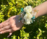 Glittering Green & Gold Corsage 