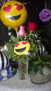 Emoji 2roses emoji balloon and a emoji