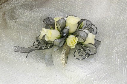 Enchanted Rose Corsage with added Deco Wire  With Fashion Bracelete