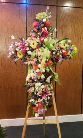 English Cottage Cross Standing Spray in Mount Pleasant, TX | DESIGNS BY LISA English Cottage Cross Standing Spray in Mount Pleasant, TX | DESIGNS BY LISA