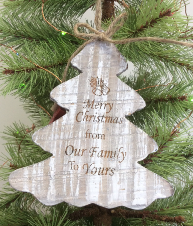 Engraved wooden tree ornament Ornament