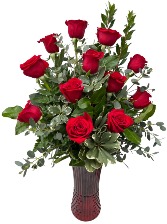 Eternal Elegance Red Roses Vase Arrangement