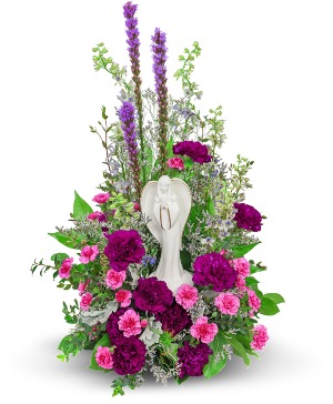 Eternal Embrace with Teleflora Angel Keepsake Sympathy Arrangement