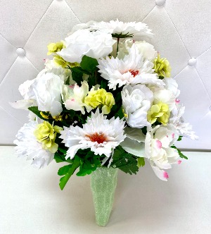 ETERNAL LIGHT CEMETERY CONE  SILK BOUQUET