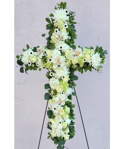 Eternal Memories Cross Standing Funeral Spray 