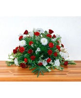 Eternal: Red and White Casket Spray