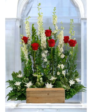 Eternal: Red and White Urn or Picture Backing Display