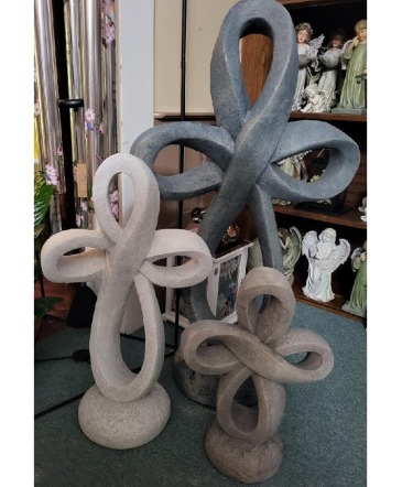 Eternity Cross outdoor cement cross/colors vary in Clio, MI | WILLOW COTTAGE FLOWERS AND GIFTS