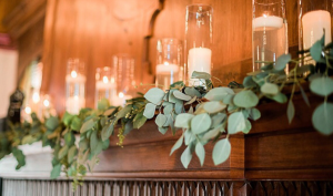 Eucalyptus Mantel with Candles  Ceremony 