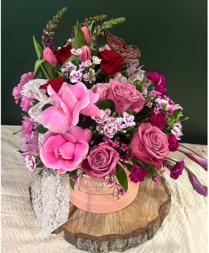 European Hat Box Gift Arrangement