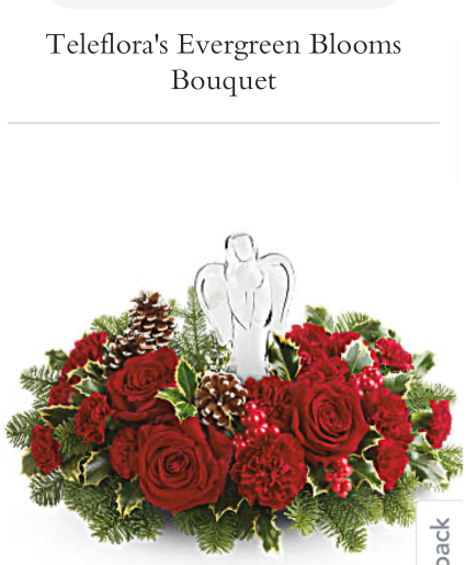 Evergreen blooms Christmas arrangement with Crystal Angel keepsake