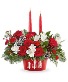 Evergreen Charm Centerpiece keepsake arrangement  With Candles 