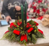 Evergreen Glow Centerpiece Christmas Arrangement