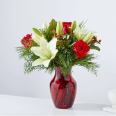 Evergreen Holiday Bouquet Vase Arrangement