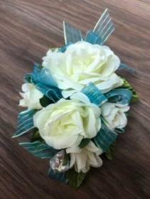 Touch of teal Artificial Wrist Coursage