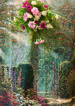 Example: floral added To Garden Afghan