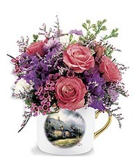 Exclusively at Flowers Today Florist Thomas Kindade Country Cottage Tea Cup & Saucer Set