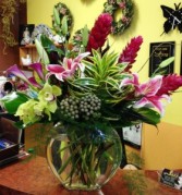 Exotic Flower Jazz Mix in pillow vase VALENTINE'S everyday