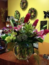 Exotic Flower Jazz Mix in pillow vase VALENTINE'S