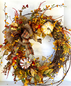 Expressions of Fall Large Grapevine Wreath Powell Florist Exclusive