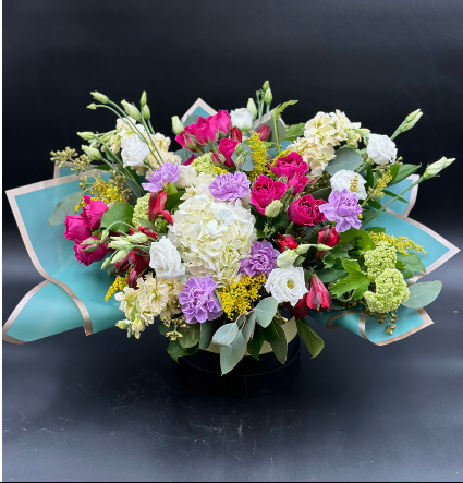 Exquisite Blooms Hat Box Arrangement