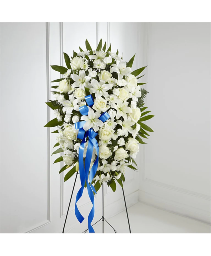 Exquisite Tribute Standing Spray-Blue Ribbon 