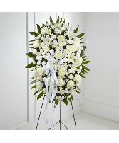 Exquisite Tribute Standing Spray-White Ribbon 